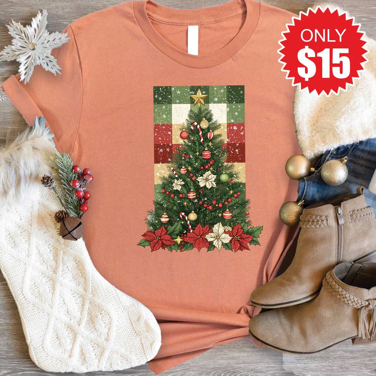 Christmas Tree Tee - Heather Terracotta - 15 product image 1