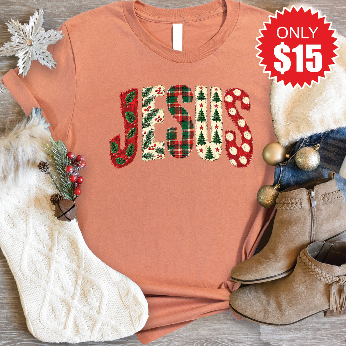 Jesus Tee - Heather Terracotta - 15 product image 1