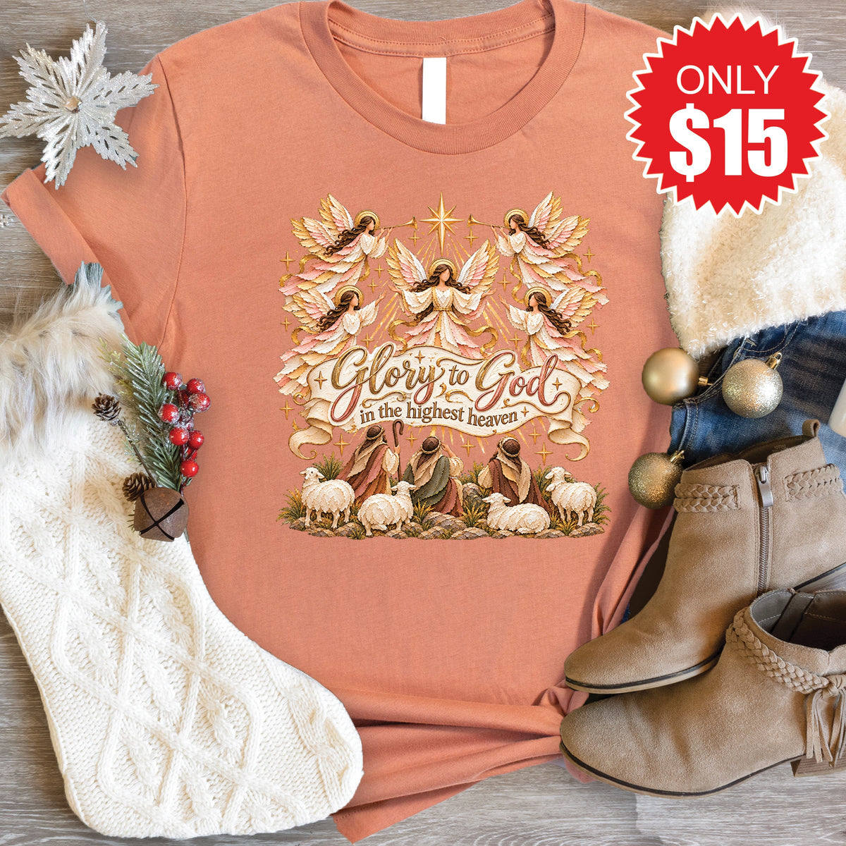 Glory to God Tee - Heather Terracotta - 15 product image 1