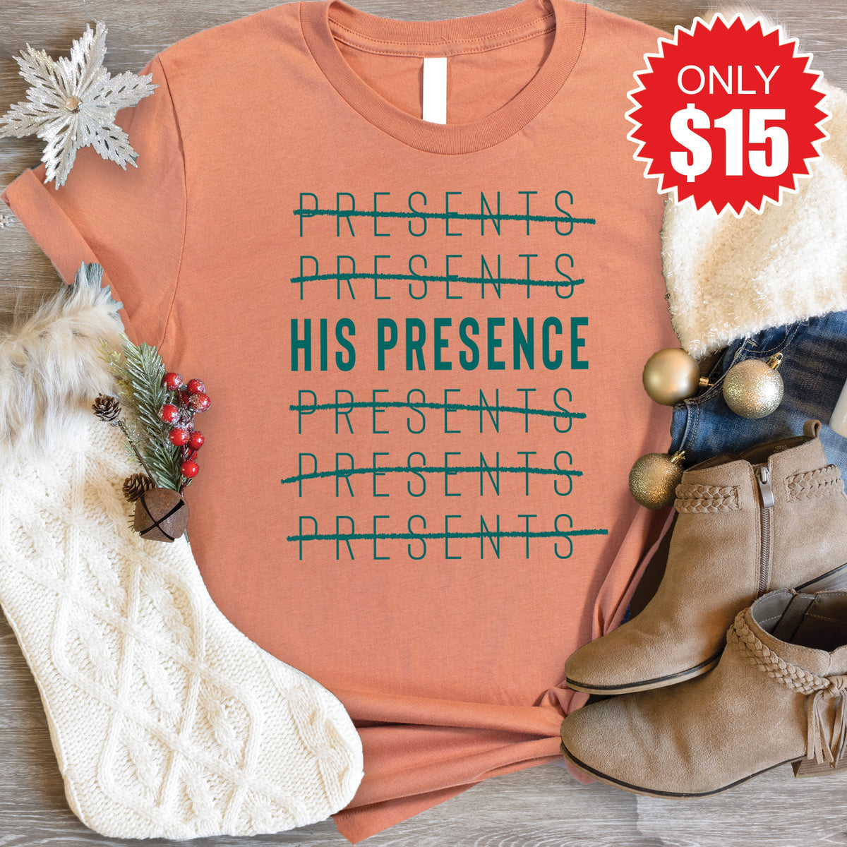His Presence Tee - Heather Terracotta - 15 product image 1