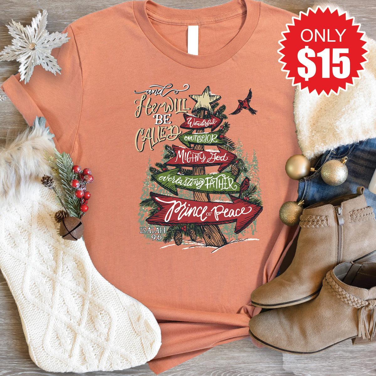 Isaiah 9:6 Tee - Heather Terracotta - 15 product image 1
