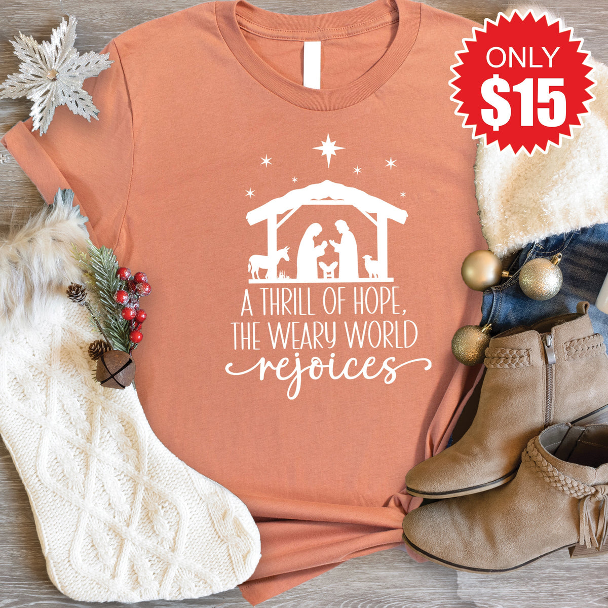 A Thrill of Hope Tee - Heather Terracotta - 15 product image 1