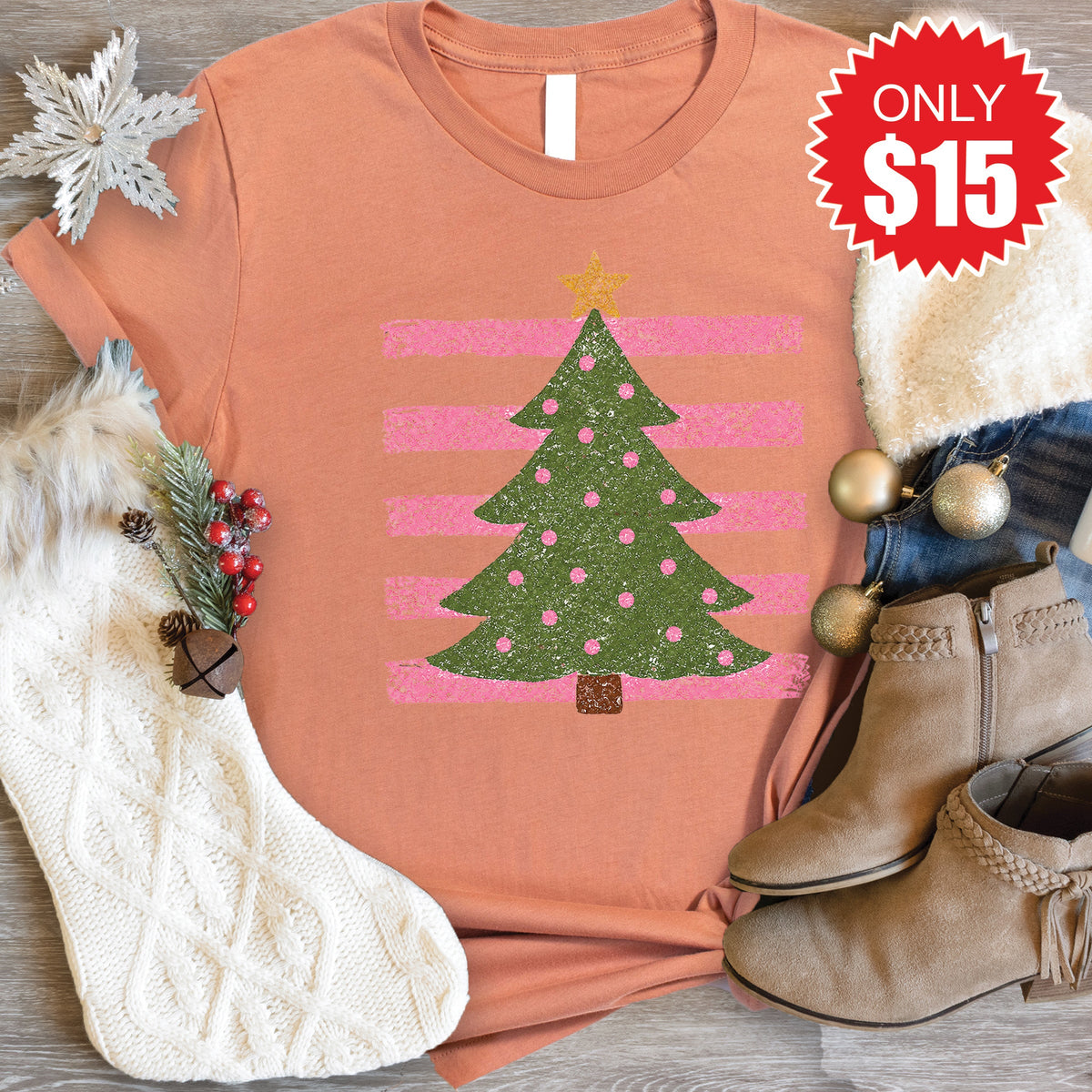 Christmas Tree Tee - Heather Terracotta - 15 product image 1