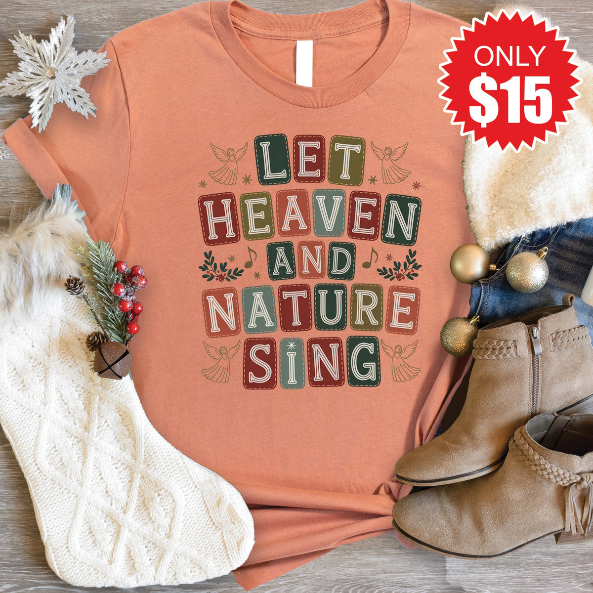 Let Heaven and Nature Sing Tee - Heather Terracotta - 15 product image 1
