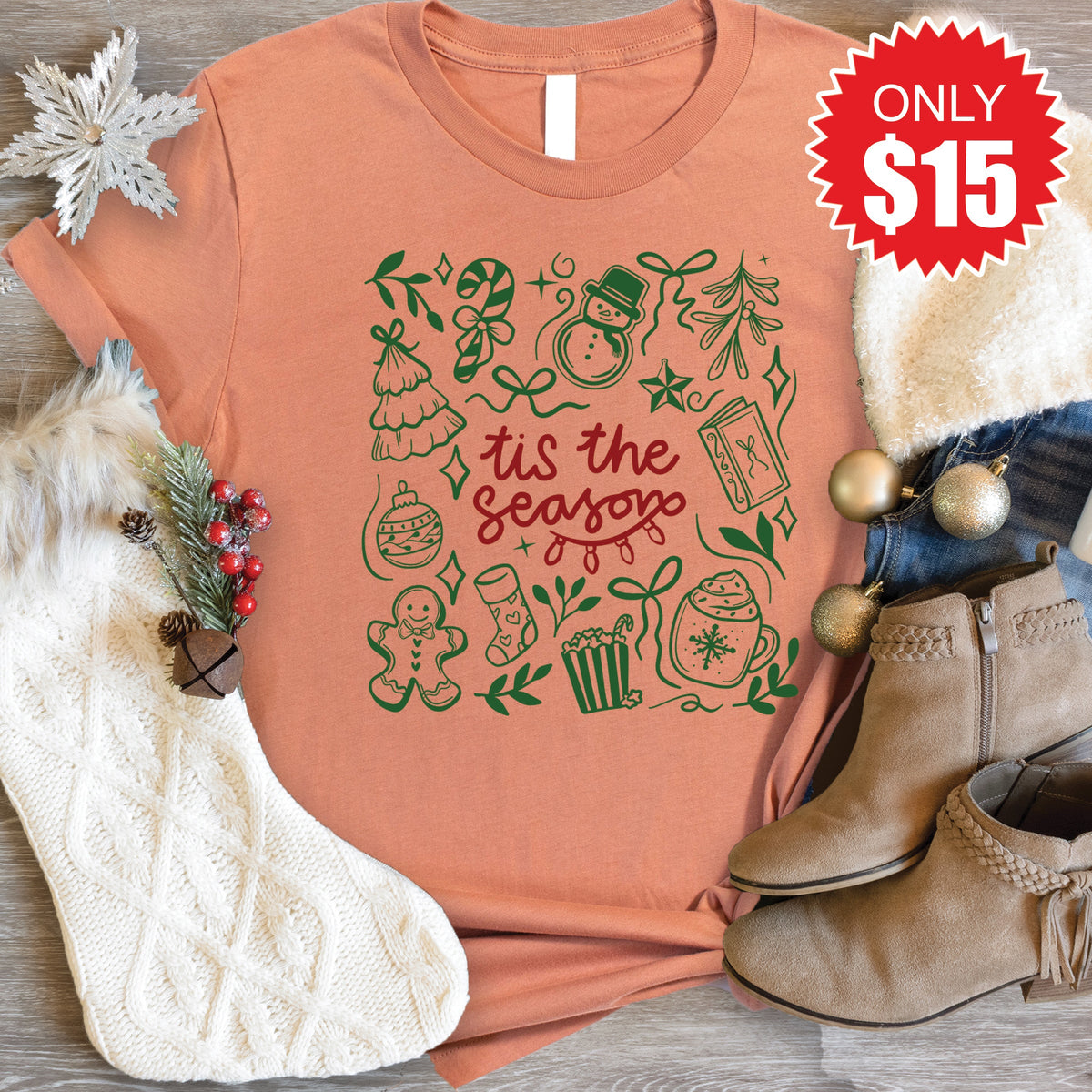 Tis The Season Tee - Heather Terracotta - 15 product image 1