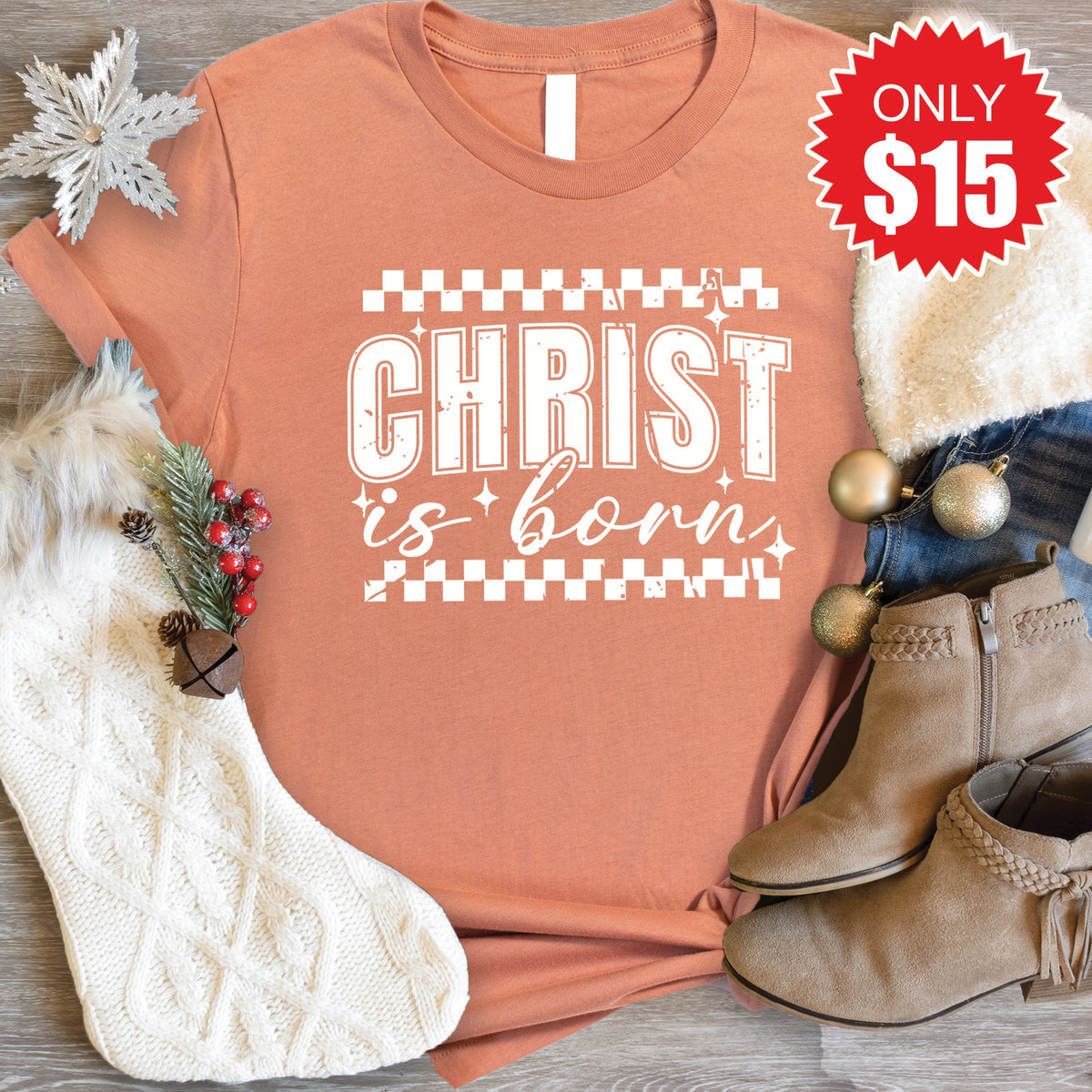 Christ Is Born Tee - Heather Terracotta - 15 product image 1