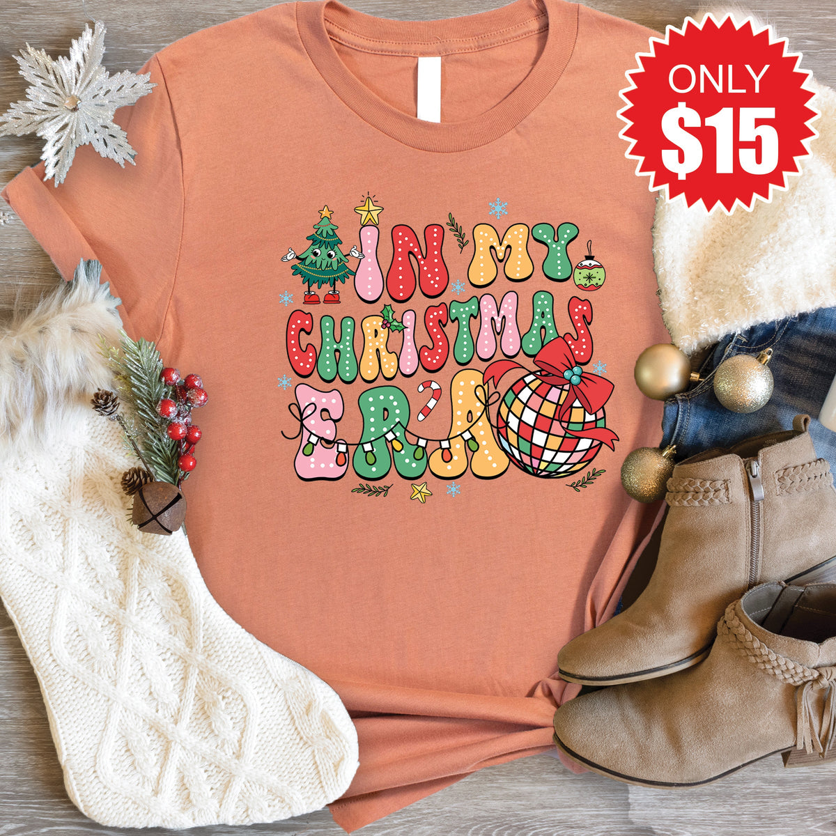 In My Christmas Era Tee - Heather Terracotta - 15 product image 1