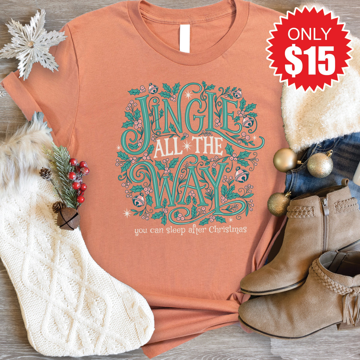 Jingle All Long Sleeve - Heather Terracotta - 17 product image 1