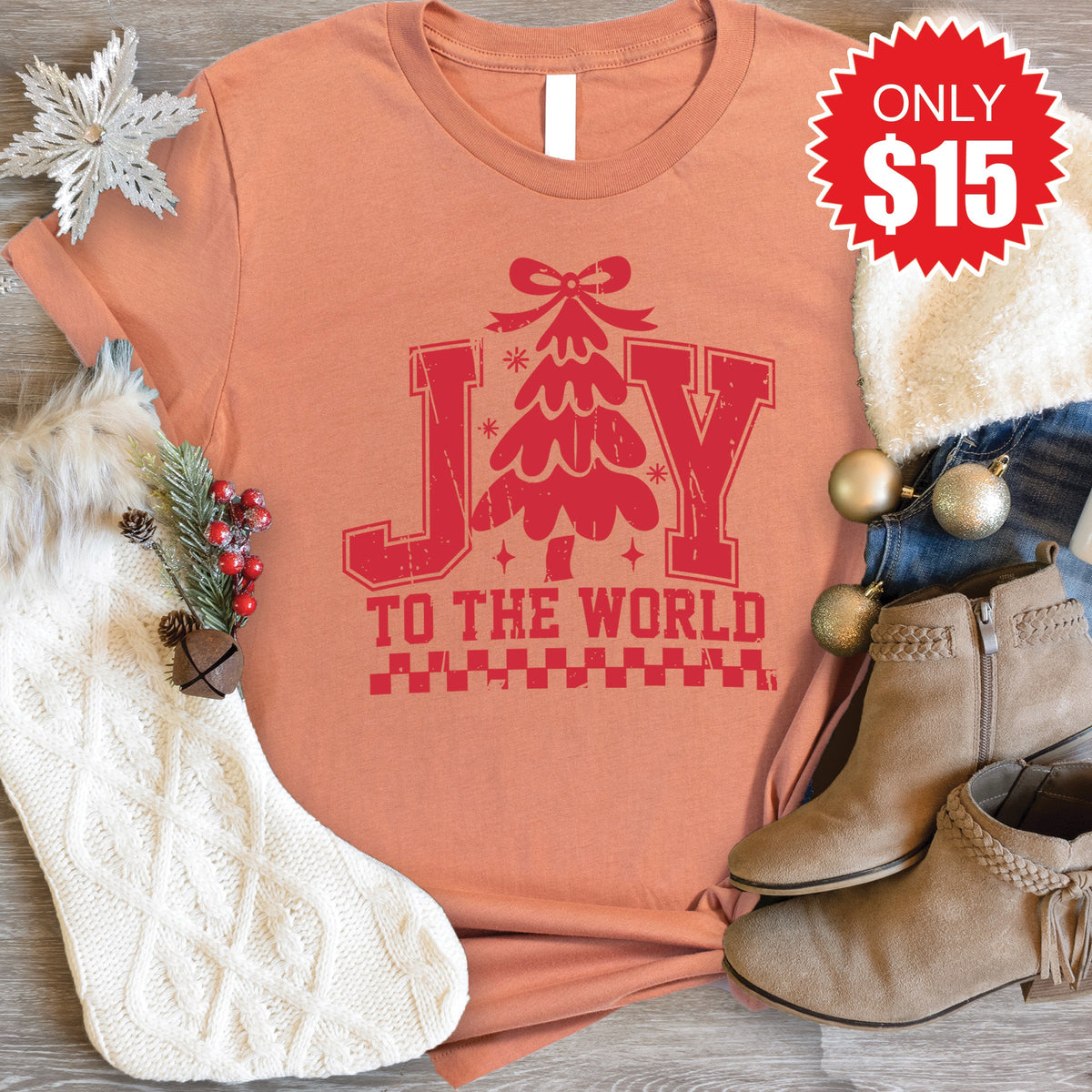 Joy To The World Tee - Heather Terracotta - 15 product image 1