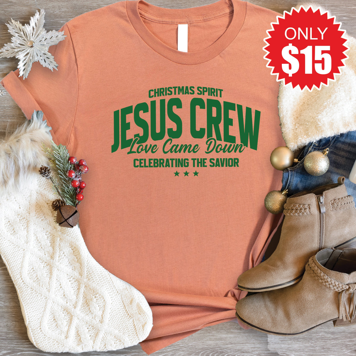 Jesus Crew Tee - Heather Terracotta - 15 product image 1