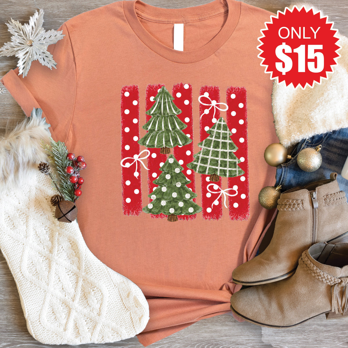 Christmas Trees Tee - Heather Terracotta - 15 product image 1