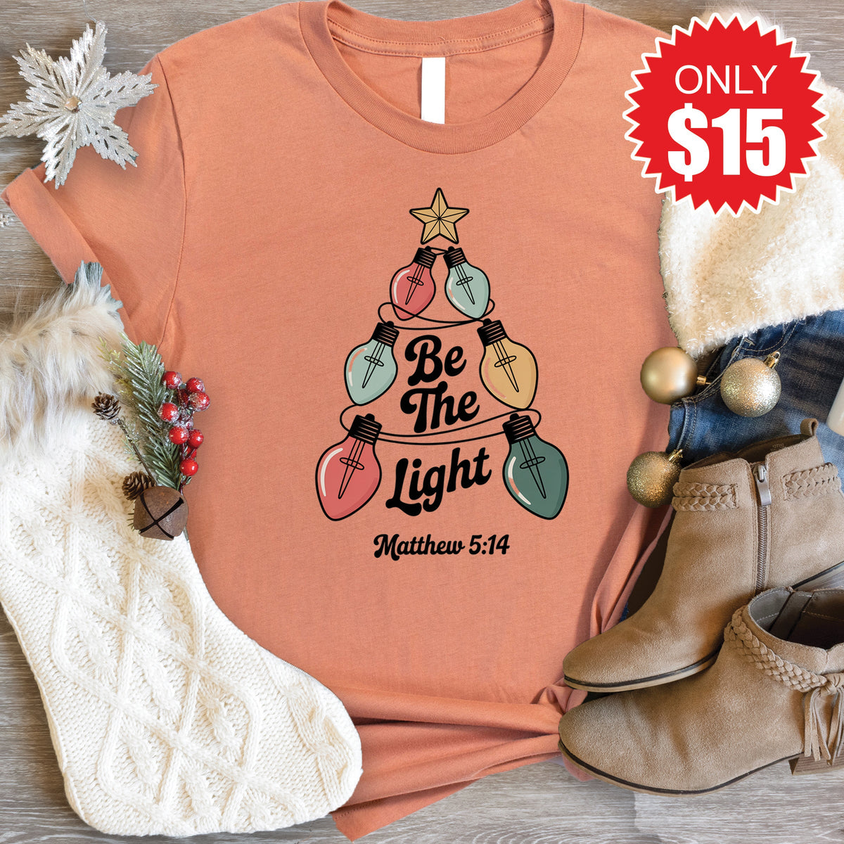 Be The Light Tee - Heather Terracotta - 15 product image 1