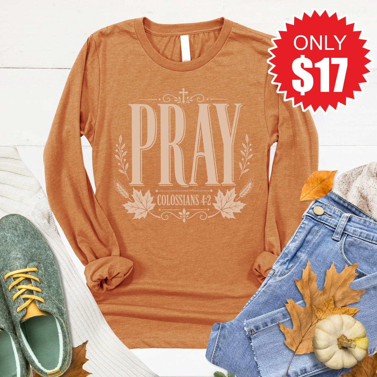 Pray Long Sleeve - Heather Toast - 17 product image 1