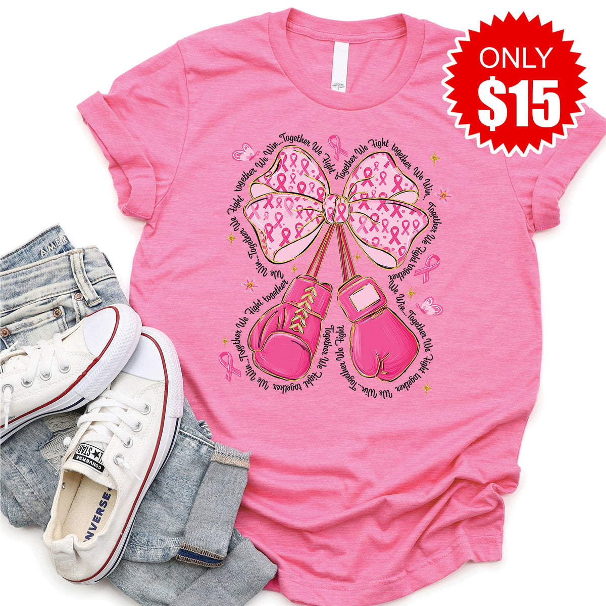 Together We Fight Gloves Tee - Heather Pink - 15 product image 1