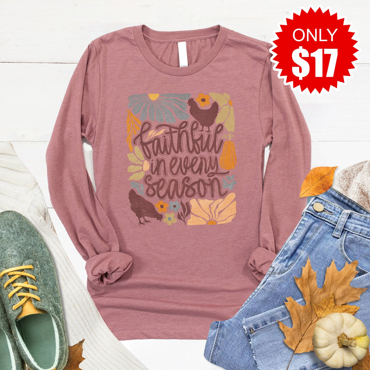 Faith in Every Season Long Sleeve - Heather Mauve - 17 product image 1
