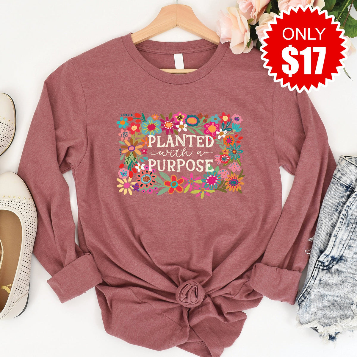 Planted With A Purpose Long Sleeve - Heather Mauve - 17 product image 1