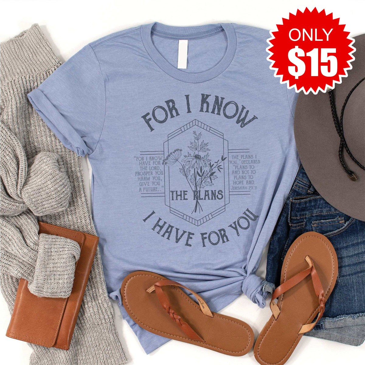 Jeremiah 29:11 Tee - Heather Blue - 15 product image 1