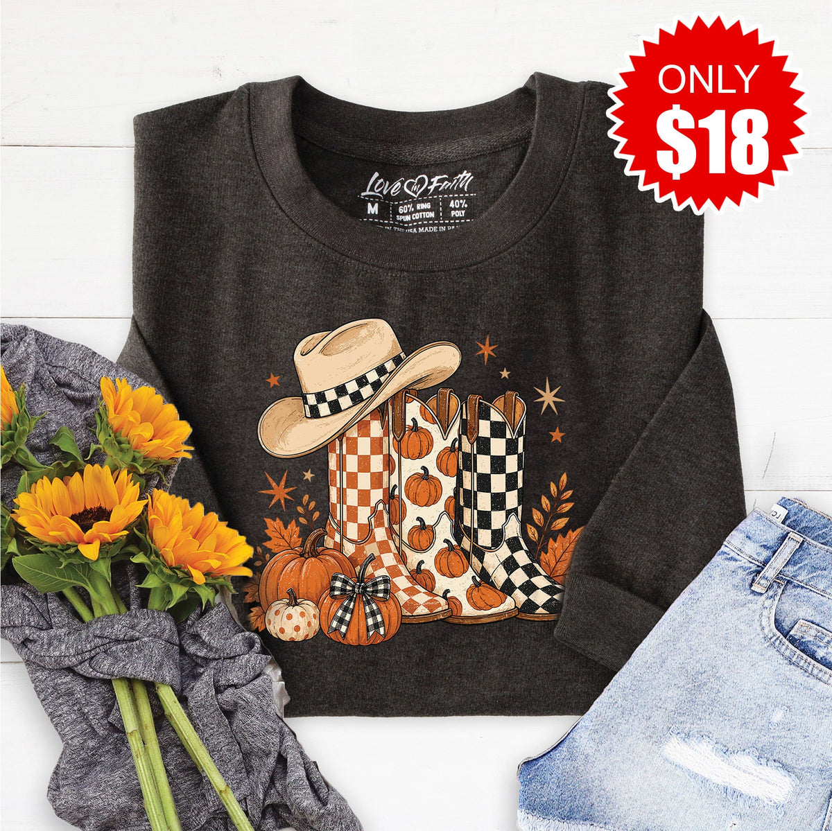 Fall Boots Sweatshirt - Heather Charcoal - 18 product image 1