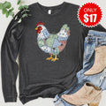 Patchwork Chicken Long Sleeve - Heather Charcoal - 17 product image 1