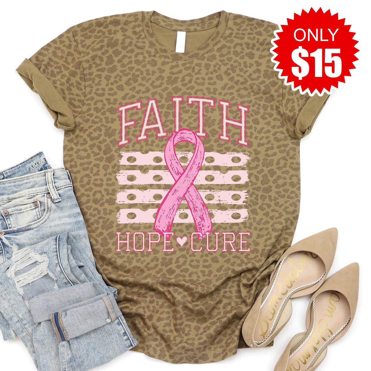 Faith Hope Cure Tee - Brown Leopard - 15 product image 1