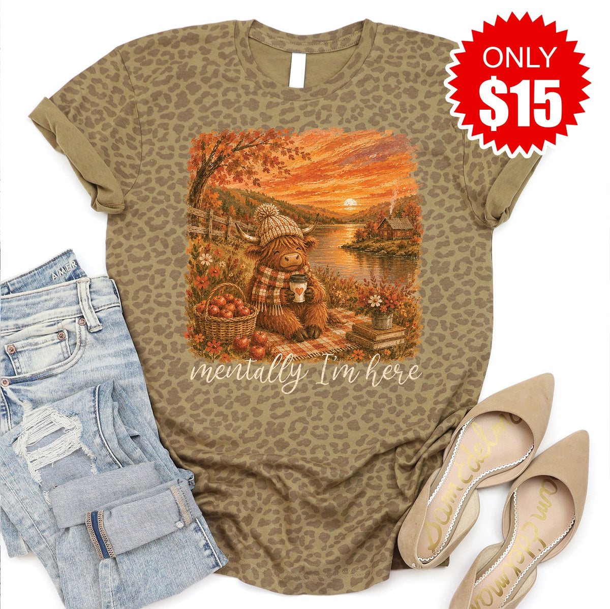 Mentally I'm Here Tee - Brown Leopard - 15 product image 1