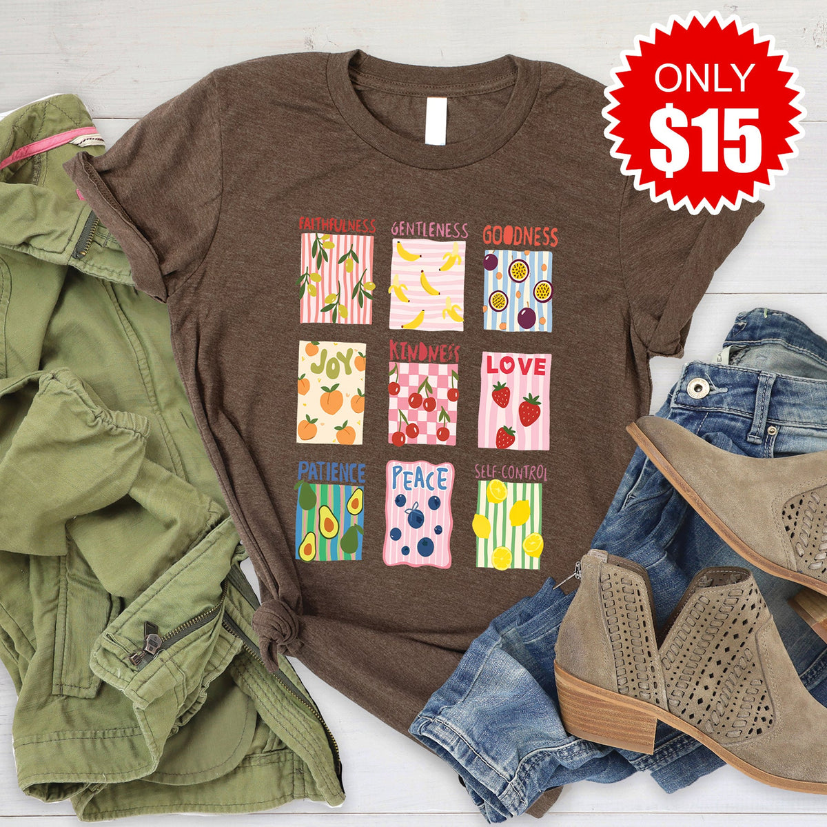Fruits Of The Spirit Tee - Heather Brown - 15 product image 1