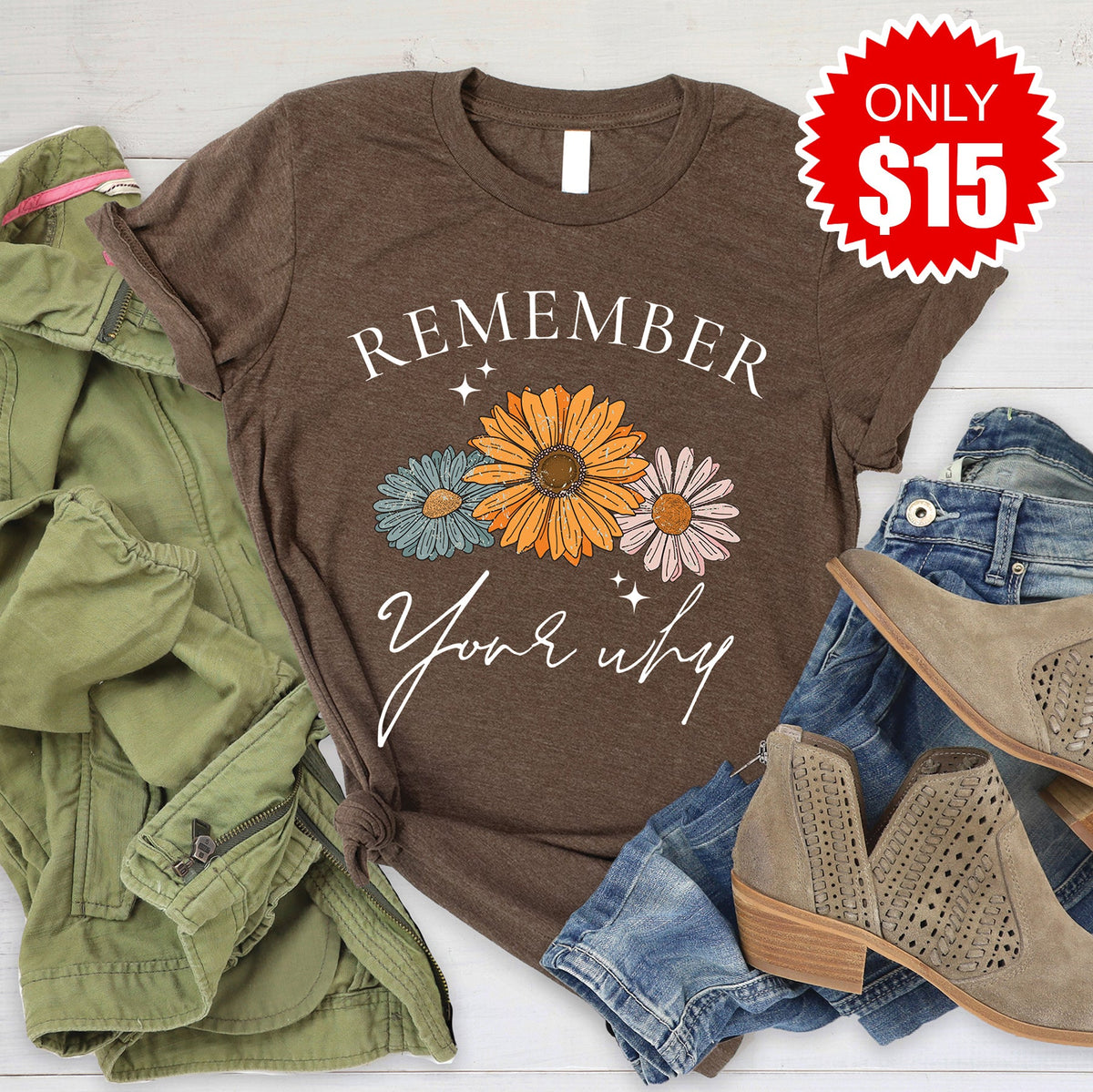 Remember Your Why Tee - Heather Brown - 15 product image 1