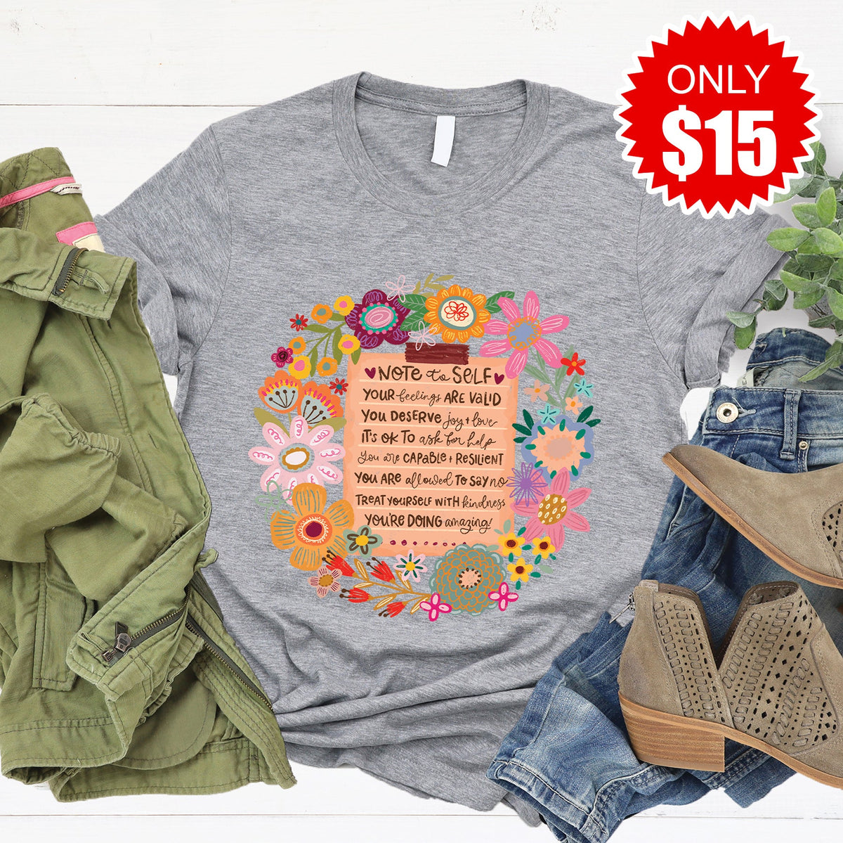 Note To Self Tee - Heather Grey - 15 product image 1