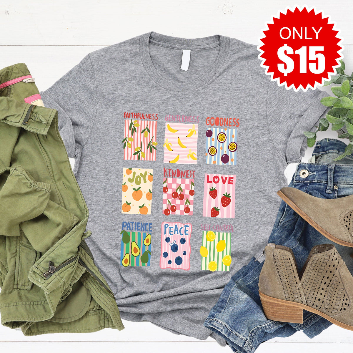 Fruits Of The Spirit Tee - Heather Grey - 15 product image 1