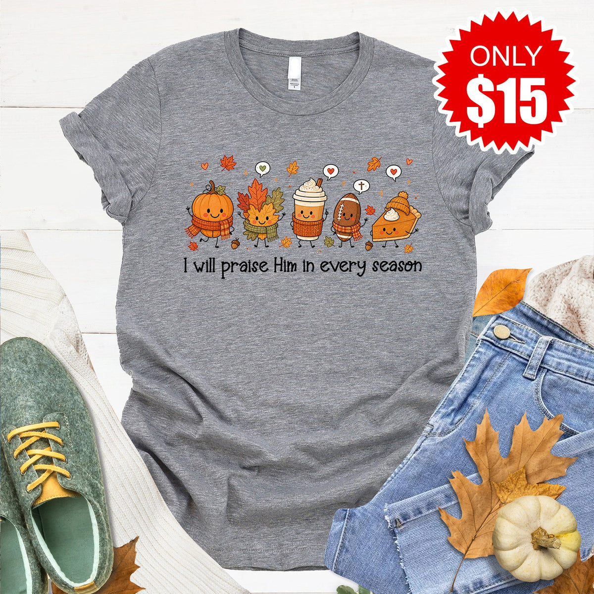 Praise Him Tee - Heather Grey - 15 product image 1