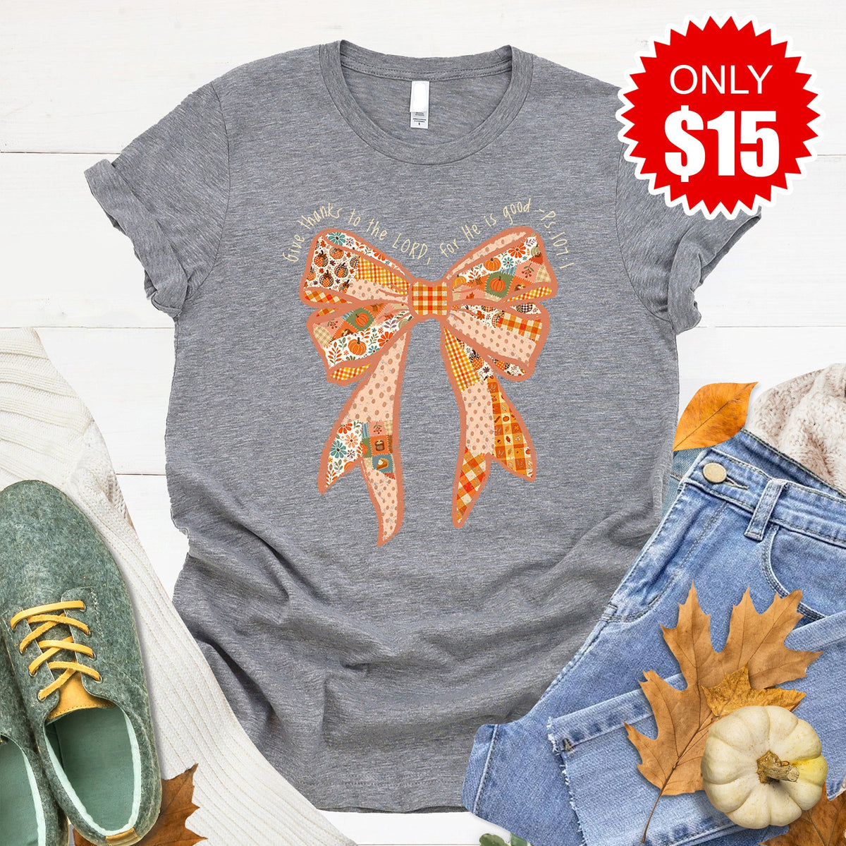 Give Thanks To The Lord Tee - Heather Grey - 15 product image 1