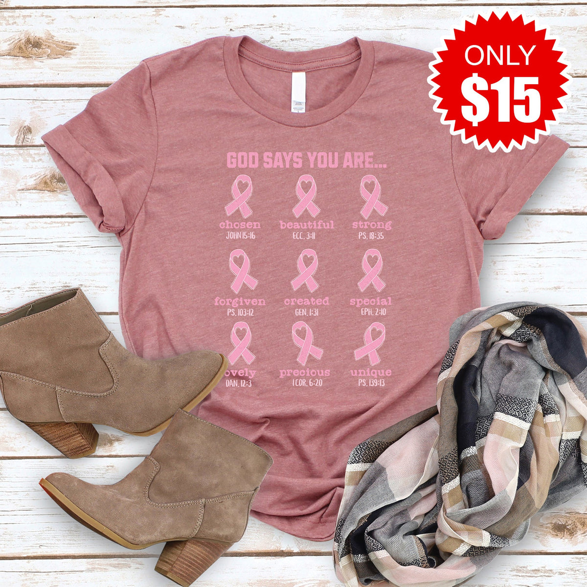 God Says You Are Tee - Heather Mauve - 15 product image 1