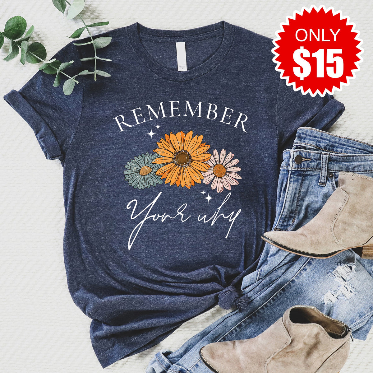 Remember Your Why Tee - Heather Navy - 15 product image 1