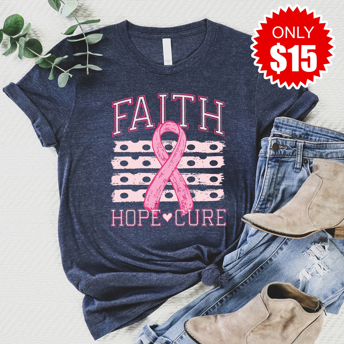 Faith Hope Cure Tee - Heather Navy - 15 product image 1