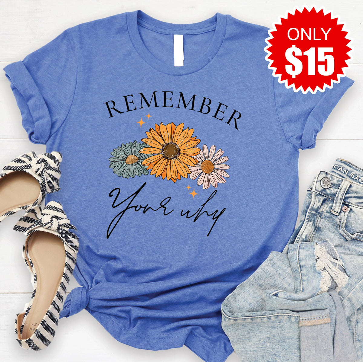Remember Your Why Tee - Heather Royal Blue - 15 product image 1