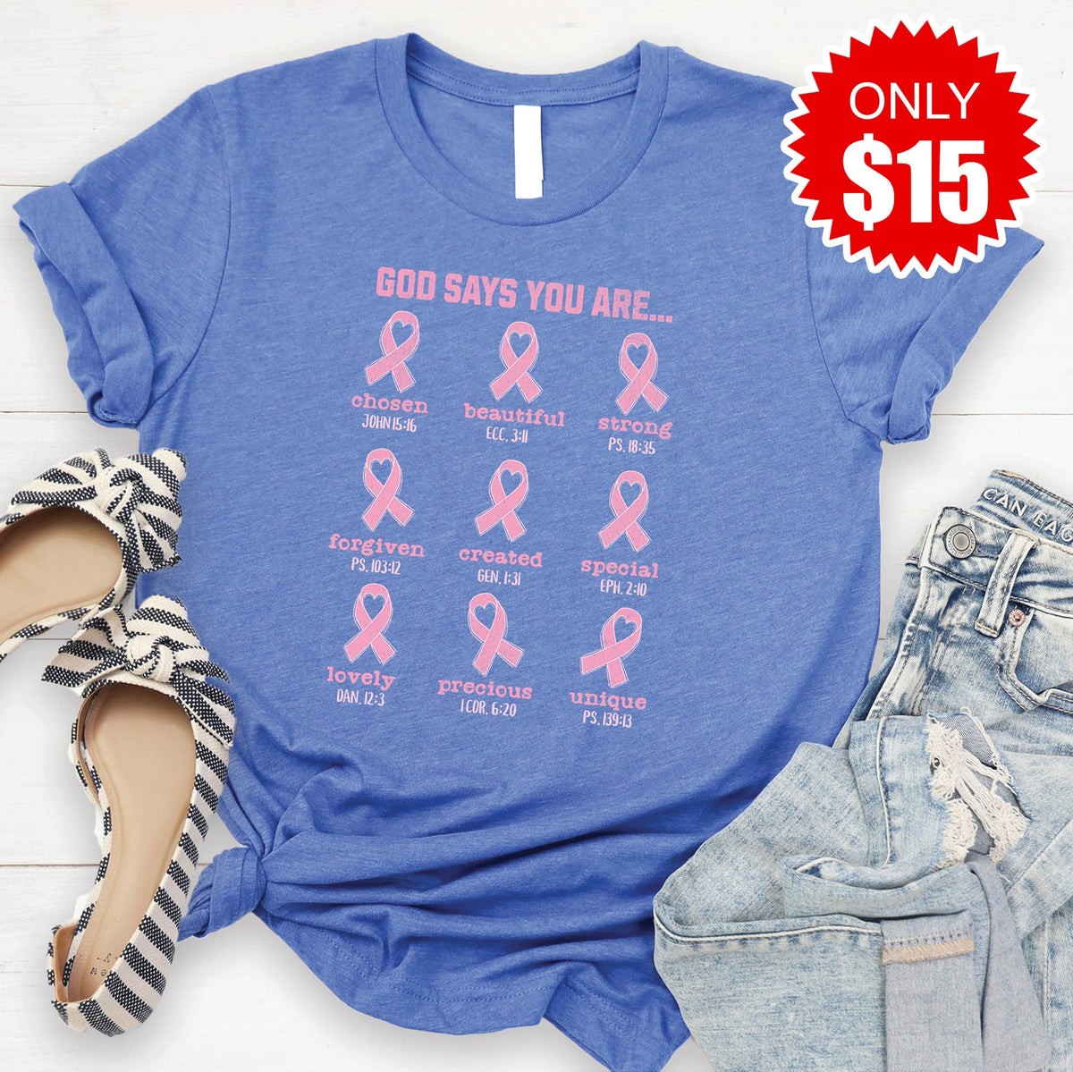 God Says You Are Tee - Heather Royal Blue - 15 product image 1