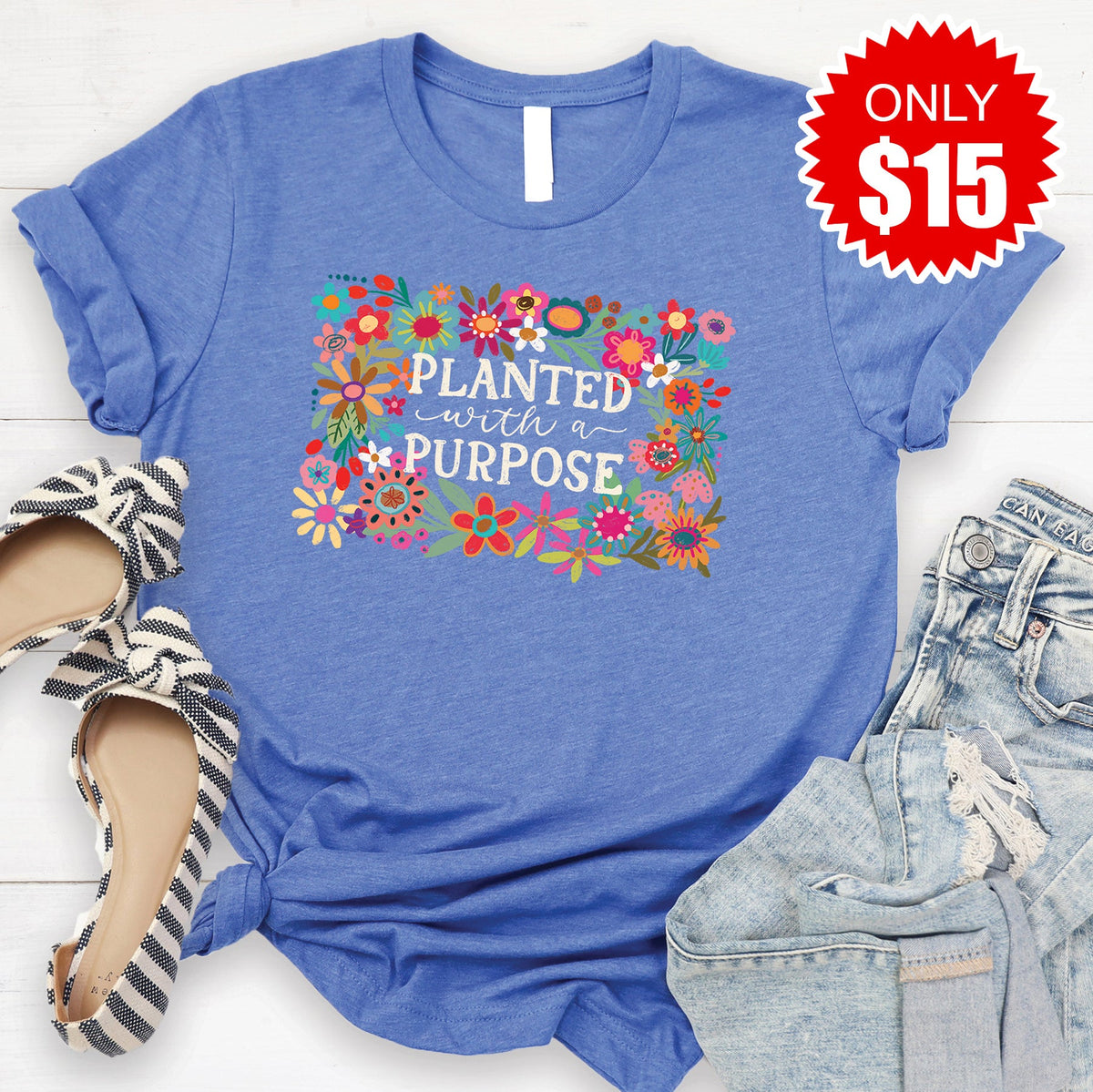 Planted With A Purpose Tee - Heather Royal Blue - 15 product image 1