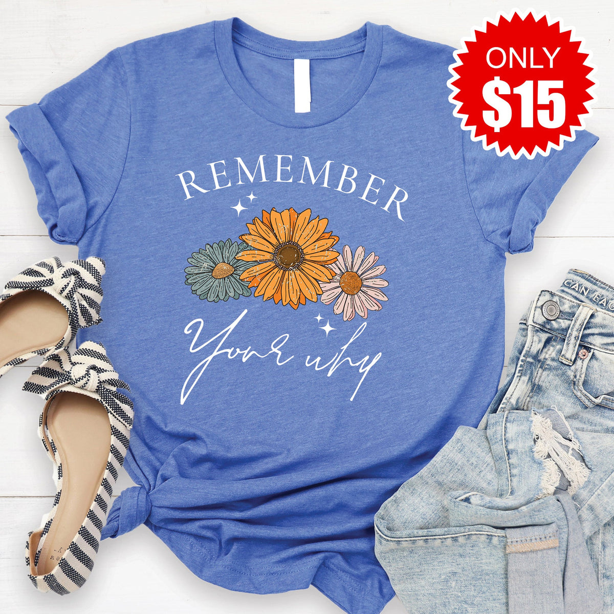 Remember Your Why Tee - Heather Royal Blue - 15 product image 1
