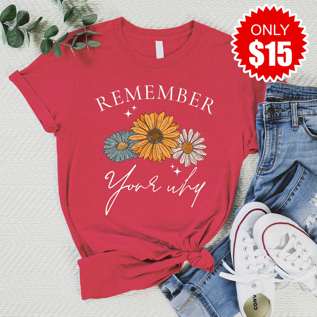 Remember Your Why Tee - Heather Scarlet - 15 product image 1