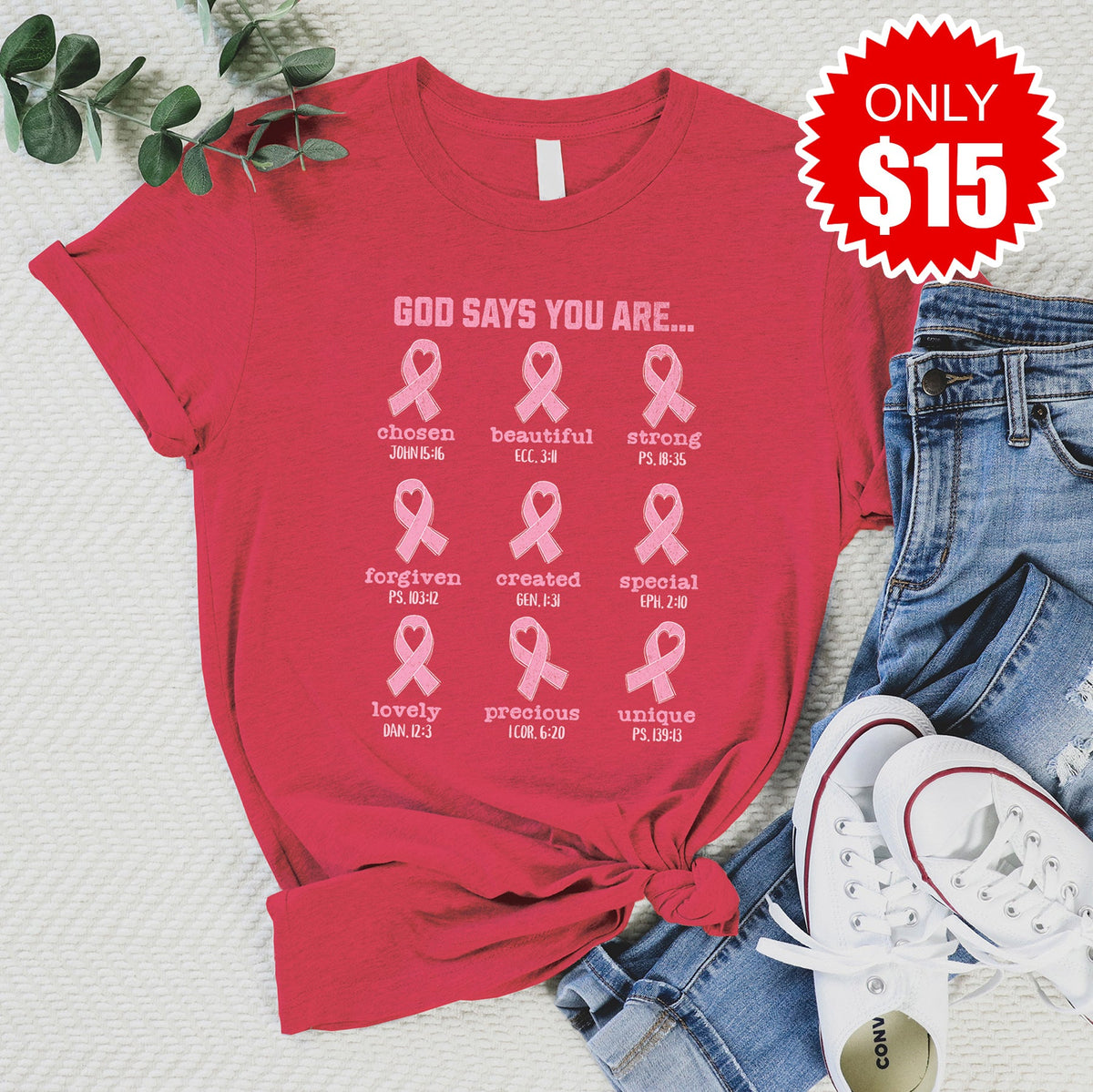 God Says You Are Tee - Heather Scarlet - 15 product image 1