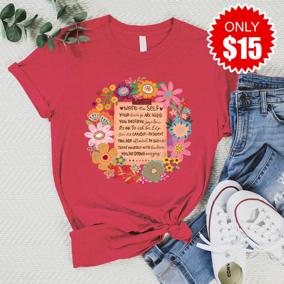 Note To Self Tee - Heather Scarlet - 15 product image 1