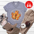 Fall For Jesus V-Neck - Heather Storm - 15
