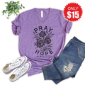 Pray Hope And Believe V-Neck - Heather Grape - 15