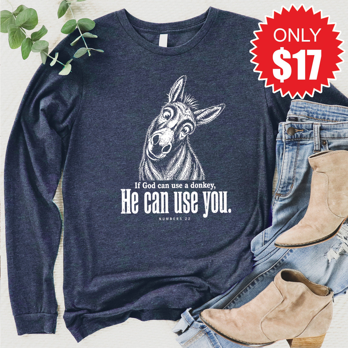 He Can Use You Long Sleeve - Heather Navy - 17 product image 1