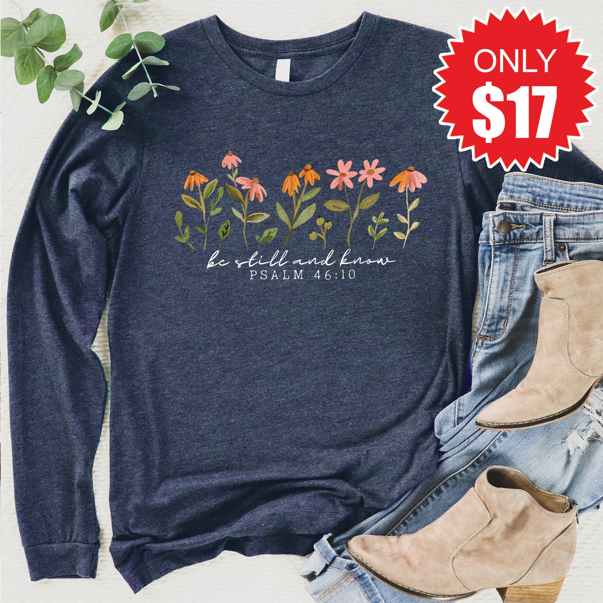 Be Still And Know Long Sleeve - Heather Navy - 17 product image 1