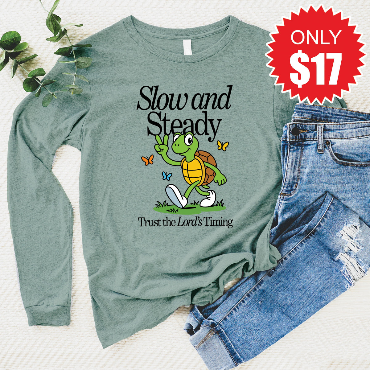 Slow And Steady Long Sleeve - Heather Sage - 17 product image 1