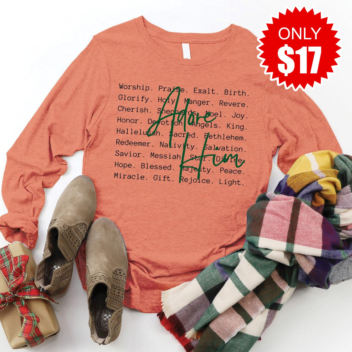 Adore Him Long Sleeve - Heather Terracotta - 17 product image 1