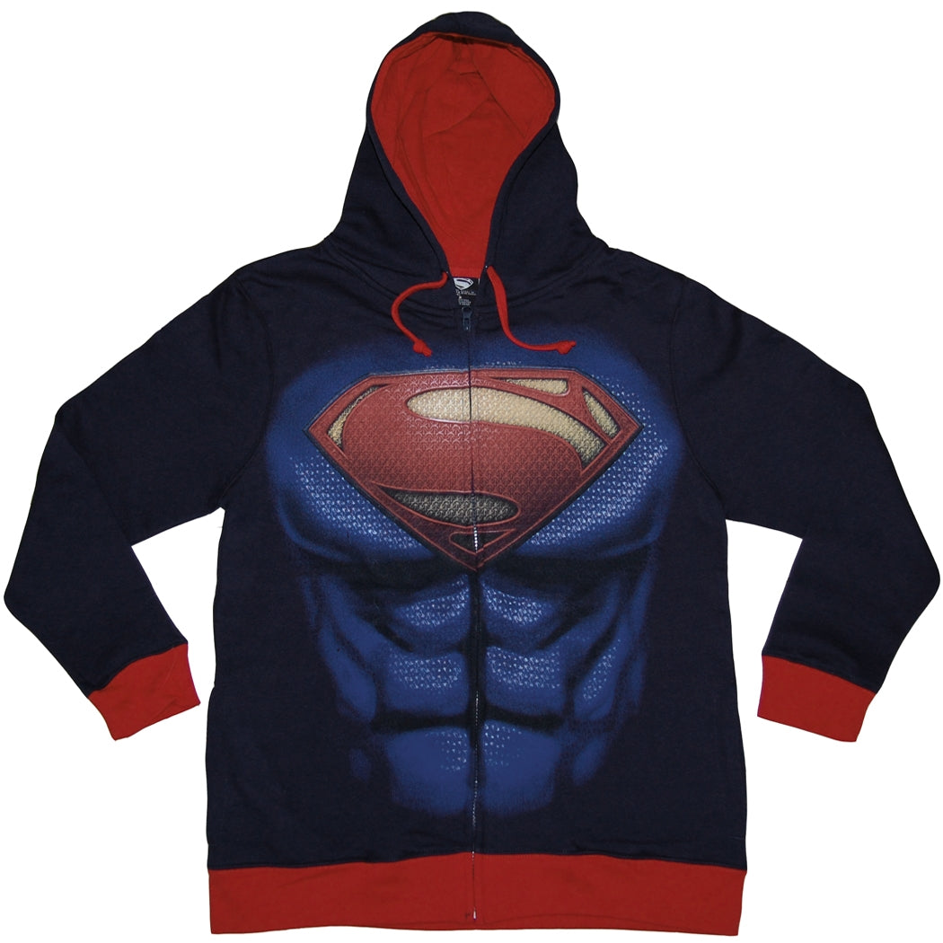 Superman Man of Steel Costume Zip Front Hoodie product image 1